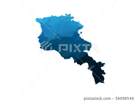 Vector Map - Blue Geometric Rumpled Triangular. 56099548