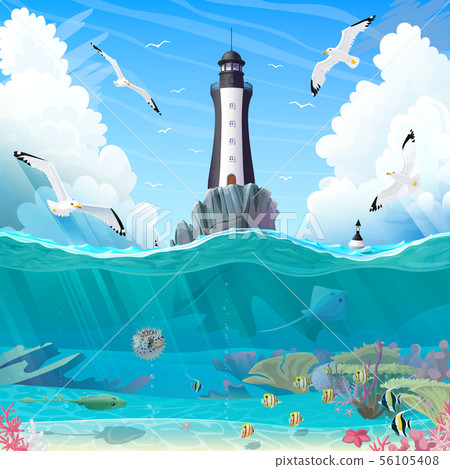 vector cartoon Lighthouse sea clipart 56105408