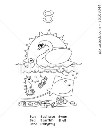 vector outline English alphabet. Amusing Animals vector outline English alphabet. Amusing Animals 56109344