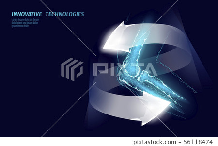 Human elbow joint 3d model vector illustration. Low poly design future technology cure arm pain Human elbow joint 3d model vector illustration. Low poly design future technology cure arm pain 56118474