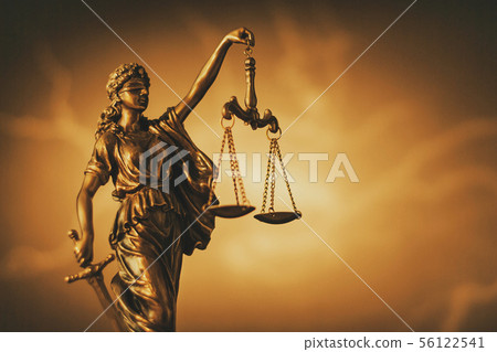 Figure of Justice with sword and scales 56122541