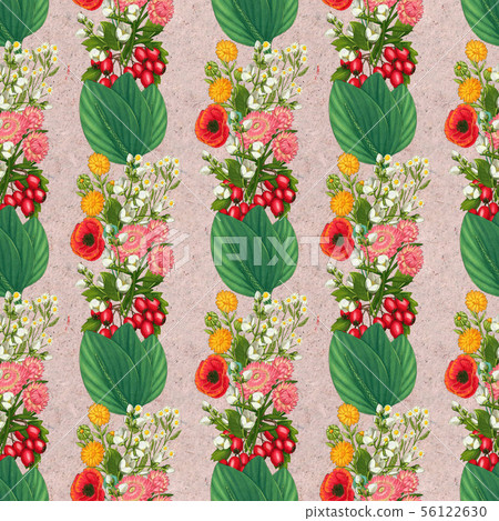 Hand drawn medicinal plant seamless pattern. Healing herbs drawing on craft paper. Hand drawn medicinal plant seamless pattern. Healing herbs drawing on craft paper. 56122630