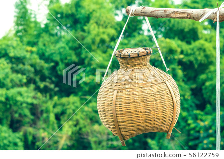 Ancient bamboo fish trap equipment of countryside, Ancient bamboo fish trap equipment of countryside, 56122759