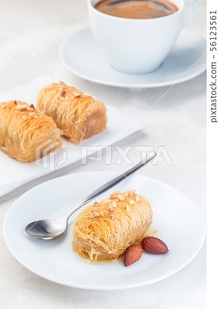 Greek pastry Kataifi with shredded filo dough 56123561