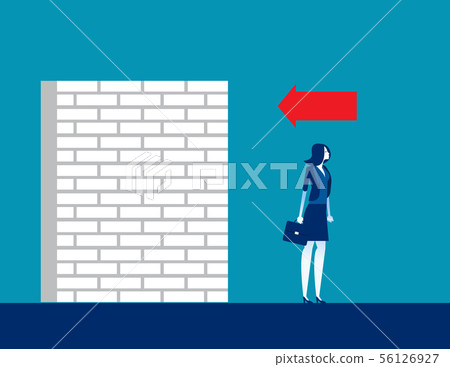 Businesswoman give up on obstacles. Concept 56126927