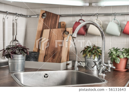 domestic kitchen with water faucet domestic kitchen with water faucet 56131643
