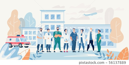 Professional Medical Team Staff in Clinic Yard 56137889