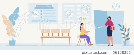 Doctor with Examination Form Meets Patient in Hall Doctor with Examination Form Meets Patient in Hall 56138295