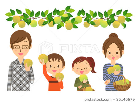 Pear picking parent and child 02 upper body 56146679