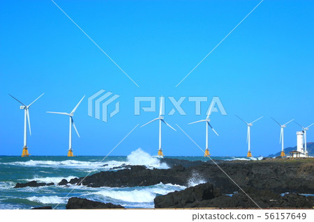 新昌風電場，沿海公路，風力發電機，燈塔，海， 56157649
