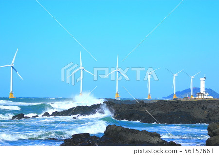 Xinchang wind farm, coastal road, wind power generator, lighthouse, sea, Xinchang wind farm, coastal road, wind power generator, lighthouse, sea, 56157661