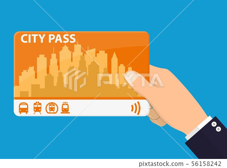 Hand with city pass. 56158242