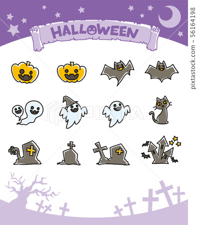 Halloween icon set [handwriting style] 56164198