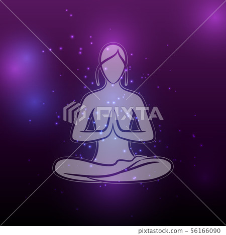 Shiny yoga meditation female silhouette 56166090