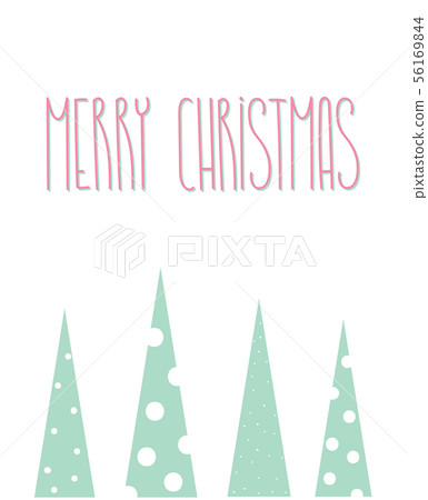 Merry Christmas postcard with trees Merry Christmas postcard with trees 56169844