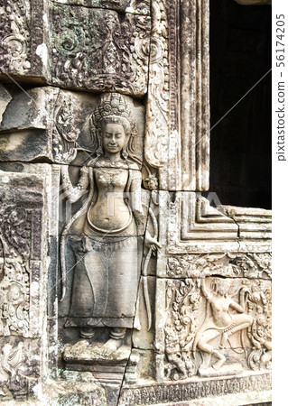 Apsara old stone statue in Bayon temple, Angkor 56174205
