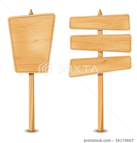Wooden blank signs isolated on white background. Wooden blank signs isolated on white background. 56174607