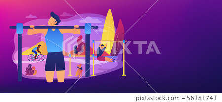 Outdoor workout concept banner header. Outdoor workout concept banner header. 56181741