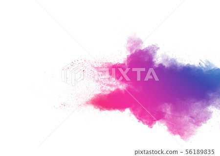 Abstract multi color powder explosion on white. Abstract multi color powder explosion on white. 56189835