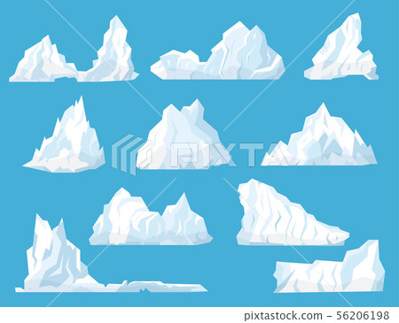 Cartoon White Floating Iceberg Icon Set. Vector 56206198