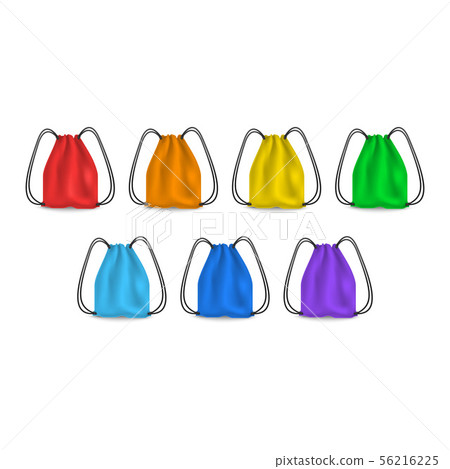 Realistic Detailed 3d Color Blank Sports Backpack Template Mockup Set. Vector 56216225