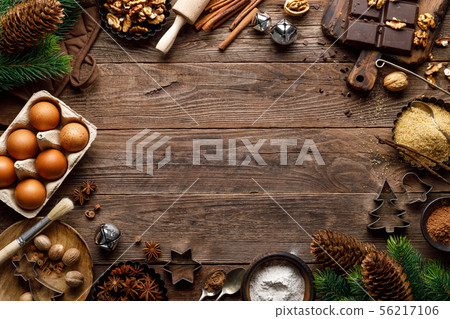 Christmas or new year culinary rustic background 56217106