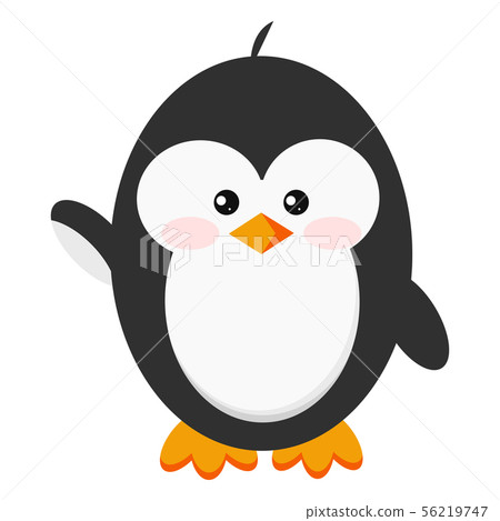 Cute baby penguin icon in standing hi pose isolated on white background. 56219747
