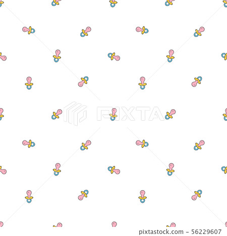 Seamless background with baby pacifier. Simple minimalistic illustration on white background. 56229607