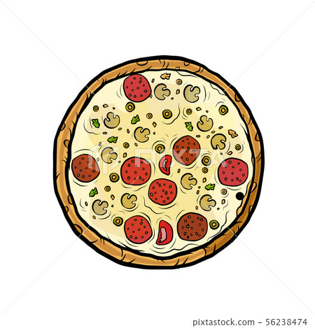 Italian pizza mushrooms sausage 56238474
