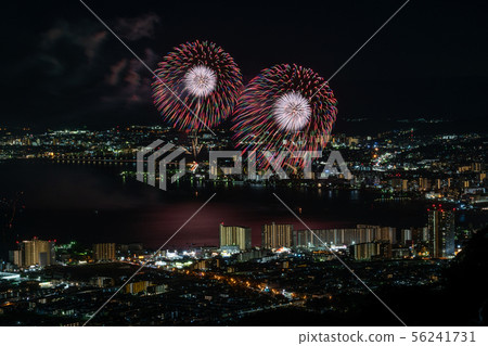 Lake Biwa fireworks from the Yumigaoka Observatory Lake Biwa fireworks from the Yumigaoka Observatory 56241731