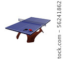 3D_Table網球桌＆球拍＆ball_white背景 56241862