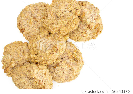 Oat crumble biscuit isolated on white Oat crumble biscuit isolated on white 56243370