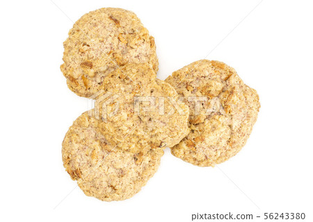 Oat crumble biscuit isolated on white Oat crumble biscuit isolated on white 56243380