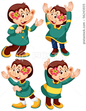 Isolated character with expression - monkey in Isolated character with expression - monkey in 56243935