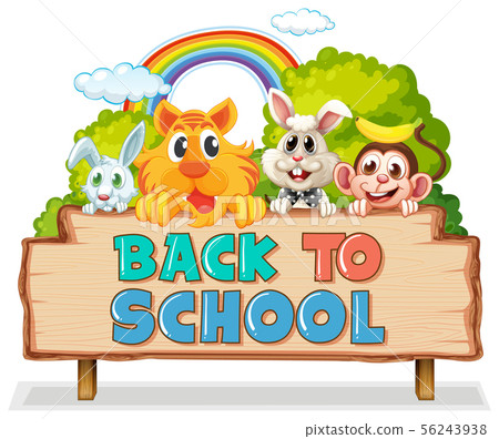 Back to school template with animals Back to school template with animals 56243938