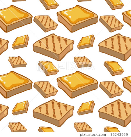 Seamless pattern tile cartoon with bread and 56243939
