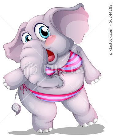 Elephant in bikini on white background Stock Illustration