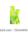 Green natural in letter "k"  on white  background. 56244494