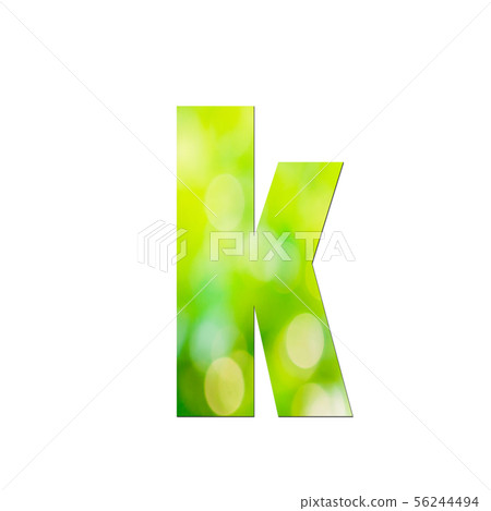 Green natural in letter "k"  on white  background. 56244494