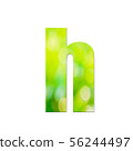 Green natural in letter "h"  on white  background. 56244497