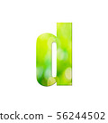 Green natural in letter "d"  on white  background. 56244502