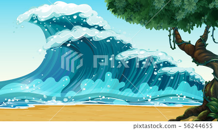 Empty nature beach ocean coastal landscape Empty nature beach ocean coastal landscape 56244655