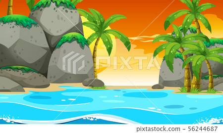 Empty nature beach ocean coastal landscape Empty nature beach ocean coastal landscape 56244687