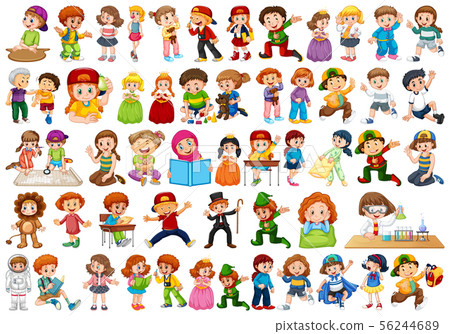 Kids in large group acting our varoous roles Kids in large group acting our varoous roles 56244689