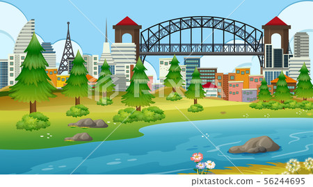 Park in city with river Park in city with river 56244695