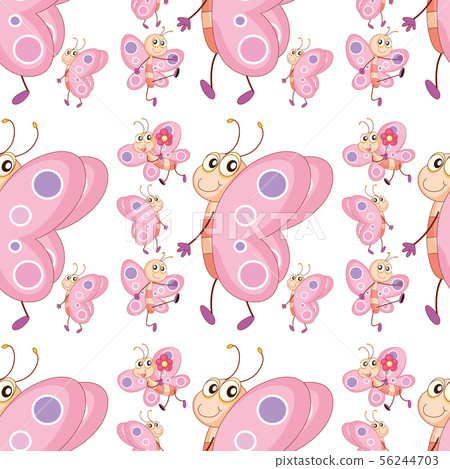 Seamless pattern tile cartoon with butterflies Seamless pattern tile cartoon with butterflies 56244703
