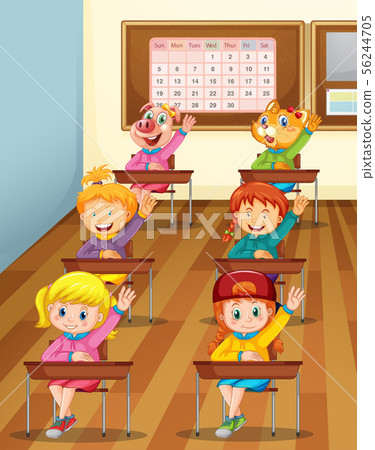 Kids and animals in classroom Kids and animals in classroom 56244705