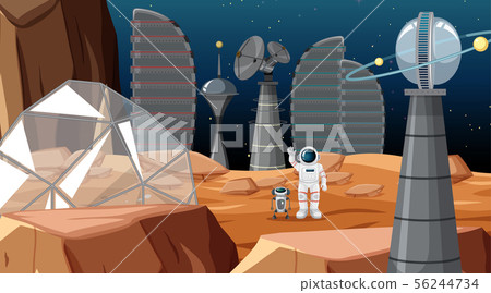 Camp in space scene 56244734