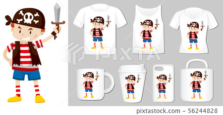 Graphic of pirate on different types of product Graphic of pirate on different types of product 56244828