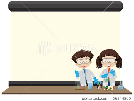 Frame template with happy kids in lab Frame template with happy kids in lab 56244860